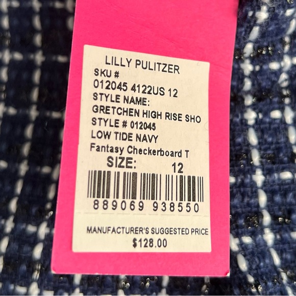 Lilly Pulitzer| 5” Gretchen High Rise Navy Checker Board Elegant Shorts - Firm - Picture 7 of 8